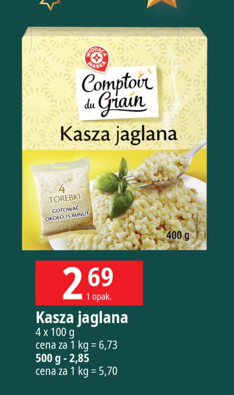 Kasza jaglana Wiodąca marka comptoir de grain promocja w Leclerc