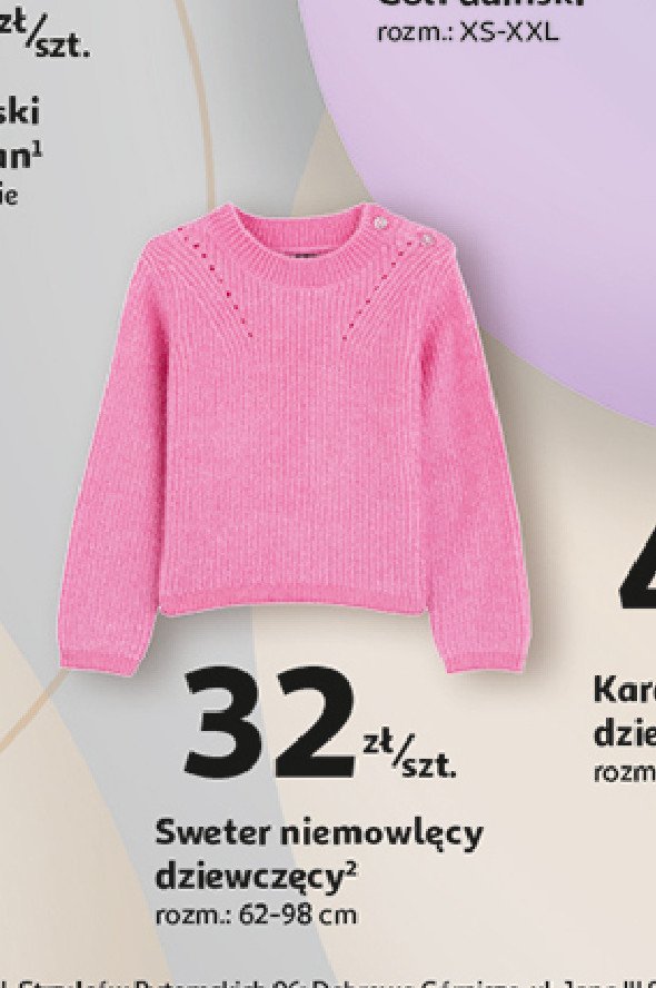 Sweter niemowlęcy 62-98 Auchan inextenso promocja