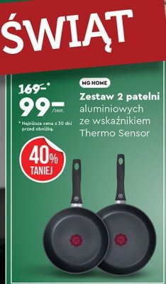 Zestaw 2 patelni aluminiowych ze wskaźnikiem Thermo Sensor MG Home promocja w Biedronka