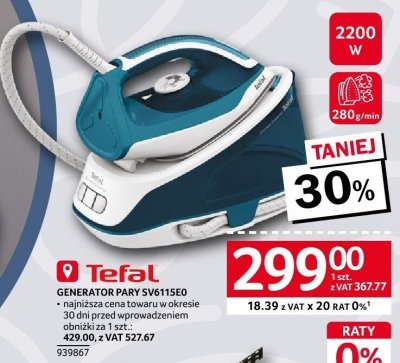 Generator pary SVS115ED Tefal promocja w Selgros