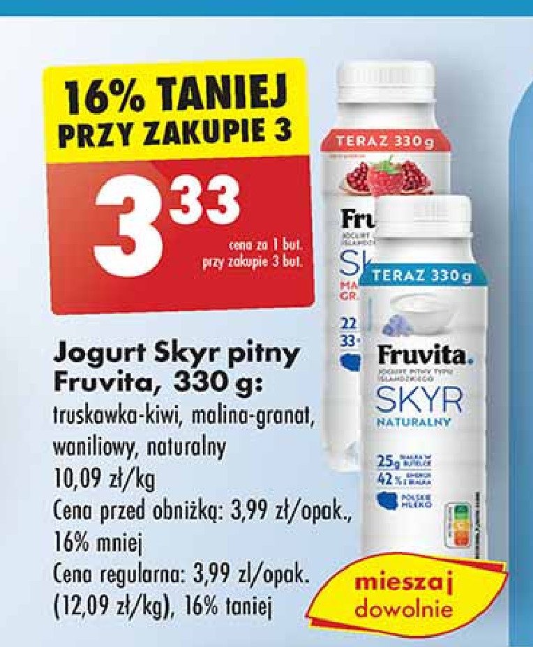 Jogurt malina granat Fruvita skyr promocja