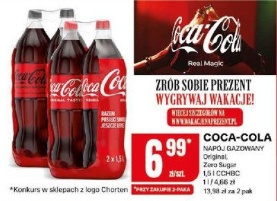 Napój gazowany Coca-Cola 2x1,5l Original, Lemon, Cherry promocja w Chorten