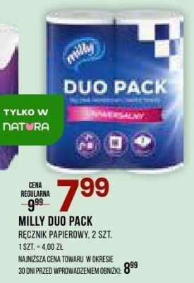 Ręczniki papierowe MILLY DUO PACK promocja w Drogerie Natura