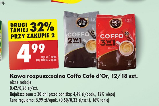 Kawa rozpuszczalna 2 w 1 Cafe d'or coffo promocja