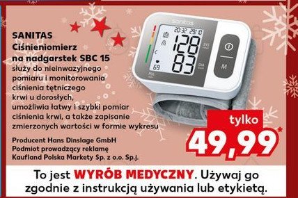 Ciśnieniomierz sbc 15 Sanitas promocja w Kaufland