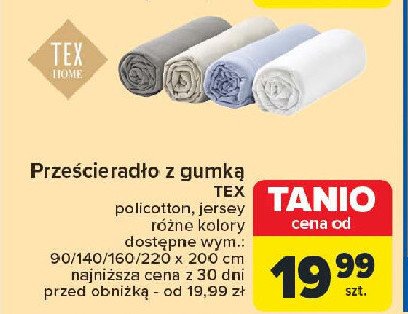 Prześcieradło jersey z gumką 140 x 200 cm Tex promocja