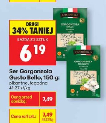 Ser Gorgonzola Gusto Bello, 150 g: pikantna, łagodna promocja w Biedronka