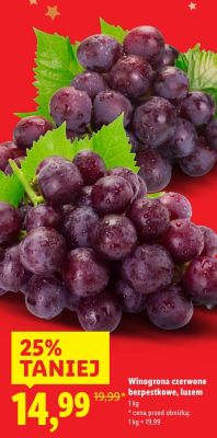Winogrona czerwone bezpestkowe, luzem promocja w Lidl