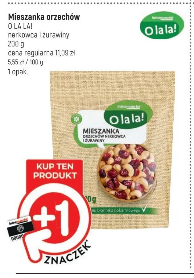 Mieszanka orzechów nerkowca i żurawiny O la la! promocja