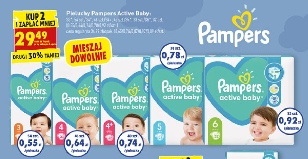 Pieluszki maxi plus Pampers active baby-dry promocja