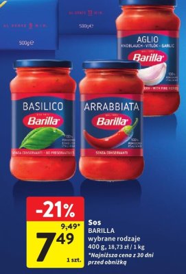 Sos BARILLA wybrane rodzaje promocja w Intermarche