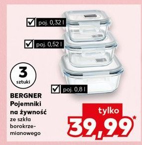 Pojemniki na żywność 320 ml + 520 ml + 800 ml Bergner promocja