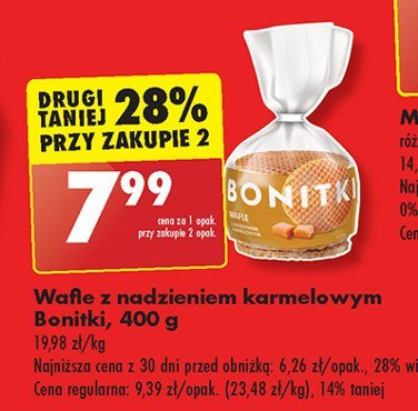 Wafle z nadzieniem karmelowym Bonitki promocja