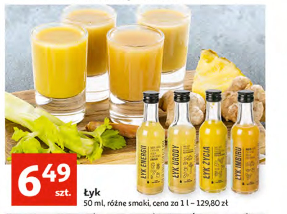 Sok naturalny z imbiru, miodu, cytryny i ananasa ŁYK ENERGII promocja