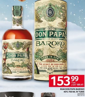 Rum Don Papa Baroko 40% 700 ml w tubie promocja w Selgros