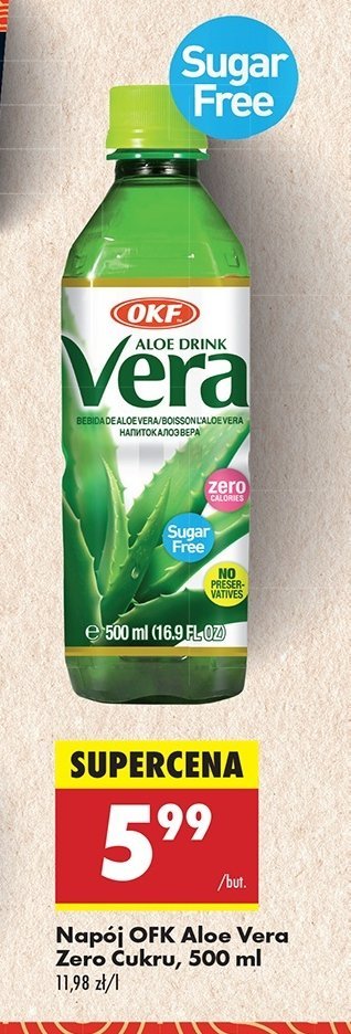Napój aloesowy bez cukru Okf aloe vera king promocja w Biedronka