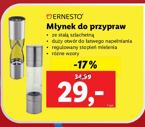 Młynek elektryczny do przypraw 5.2 x 22 cm Ernesto promocja