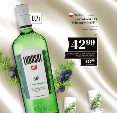 Gin 0,7l + Schweppes 0,85l promocja w POLOmarket