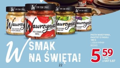 Pasta warzywna, pasztet z fasoli Wawrzyniak 180g różne rodzaje promocja w Selgros
