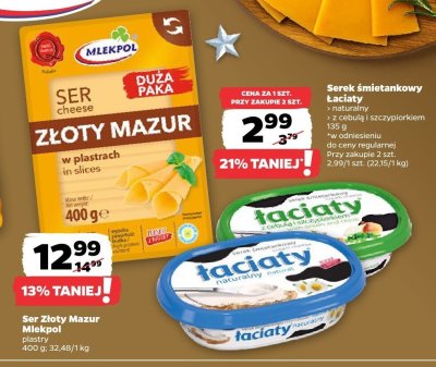 Ser Złoty Mazur Mlekpol plastry promocja w Netto