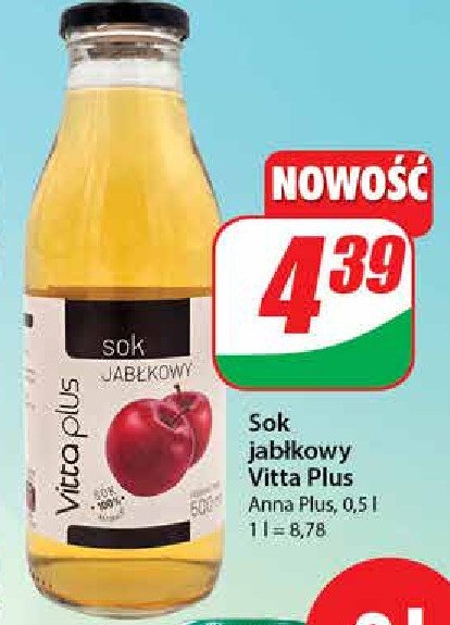 Sok jabłkowy Vitta+ promocja w Dino