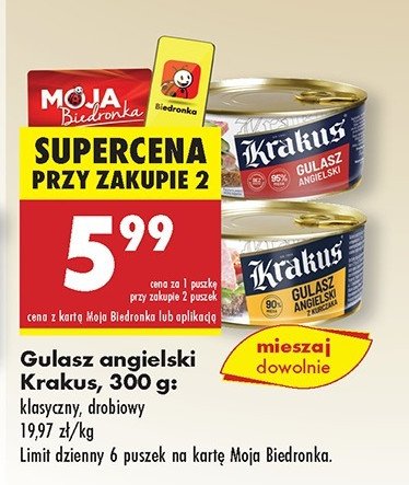 Gulasz angielski z kurczaka Krakus animex promocja w Biedronka