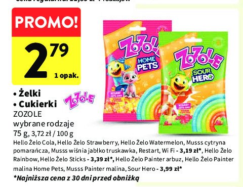 Cukierki musss jabłko-wiśnia-truskawka Zozole promocja