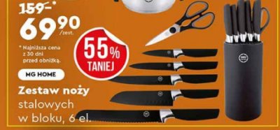 Zestaw noży stalowych w bloku MG HOME, 6 el. promocja w Biedronka