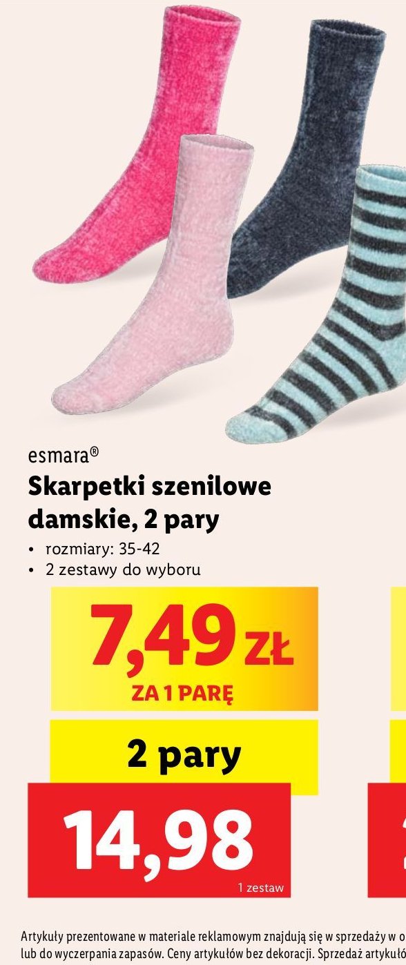 Skarpetki damskie z szenili 35-42 Esmara promocja