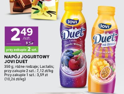 Napój jogurtowy Jovi Duet jagoda-wiśnia promocja w Stokrotka