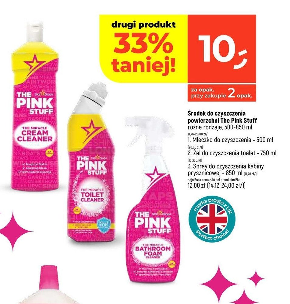 Spray do czyszczenia kabiny prysznicowej THE PINK STUFF promocja