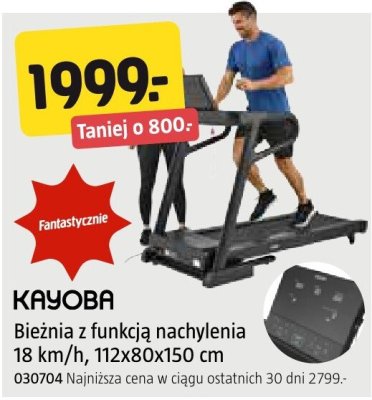 Bieżnia z funkcją nachylenia Kayoba 18 km/h, 112x80x150 cm promocja w Jula