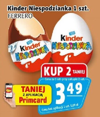 Czekolada Kinder Niespodzianka FERRERO promocja w Prim Market