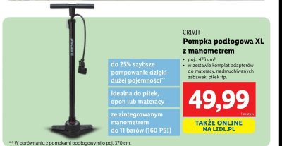 Pompka podłogowa z manometrem xl Crivit promocja