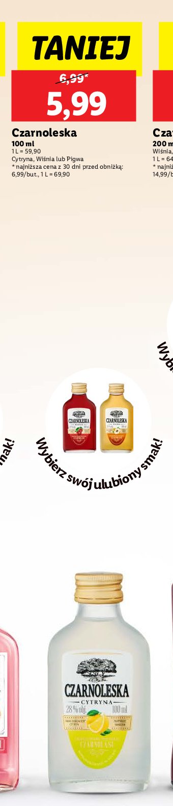 Wódka 28% Czarnoleska wiśnia promocja w Lidl