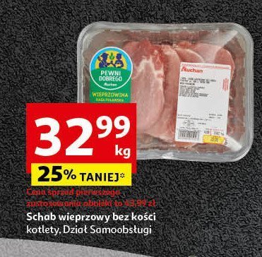 Schab wieprzowy bez kości rasy puławskiej Auchan pewni dobrego promocja w Auchan