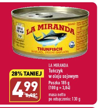 Tuńczyk kawałki w oleju sojowym LA MIRANDA promocja
