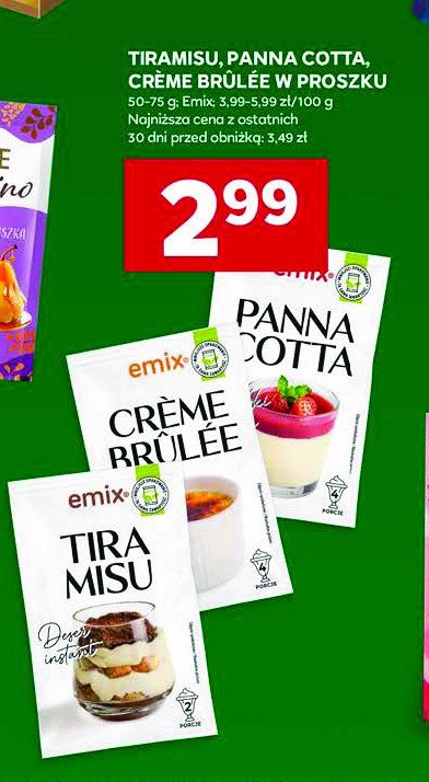 Deser panna cotta Emix promocja w Stokrotka