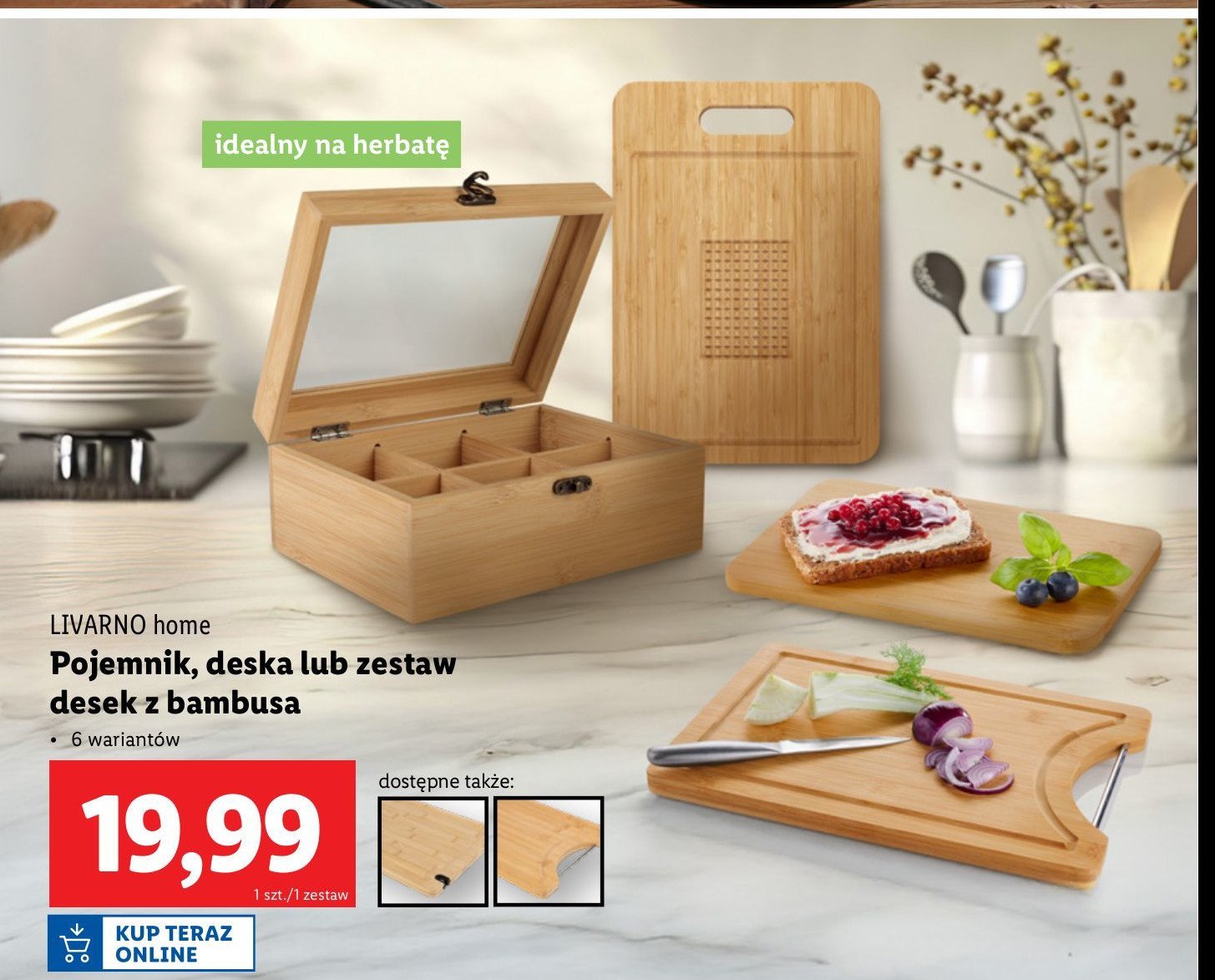 Pojemnik na herbat臋 bambusowy LIVARNO HOME promocja