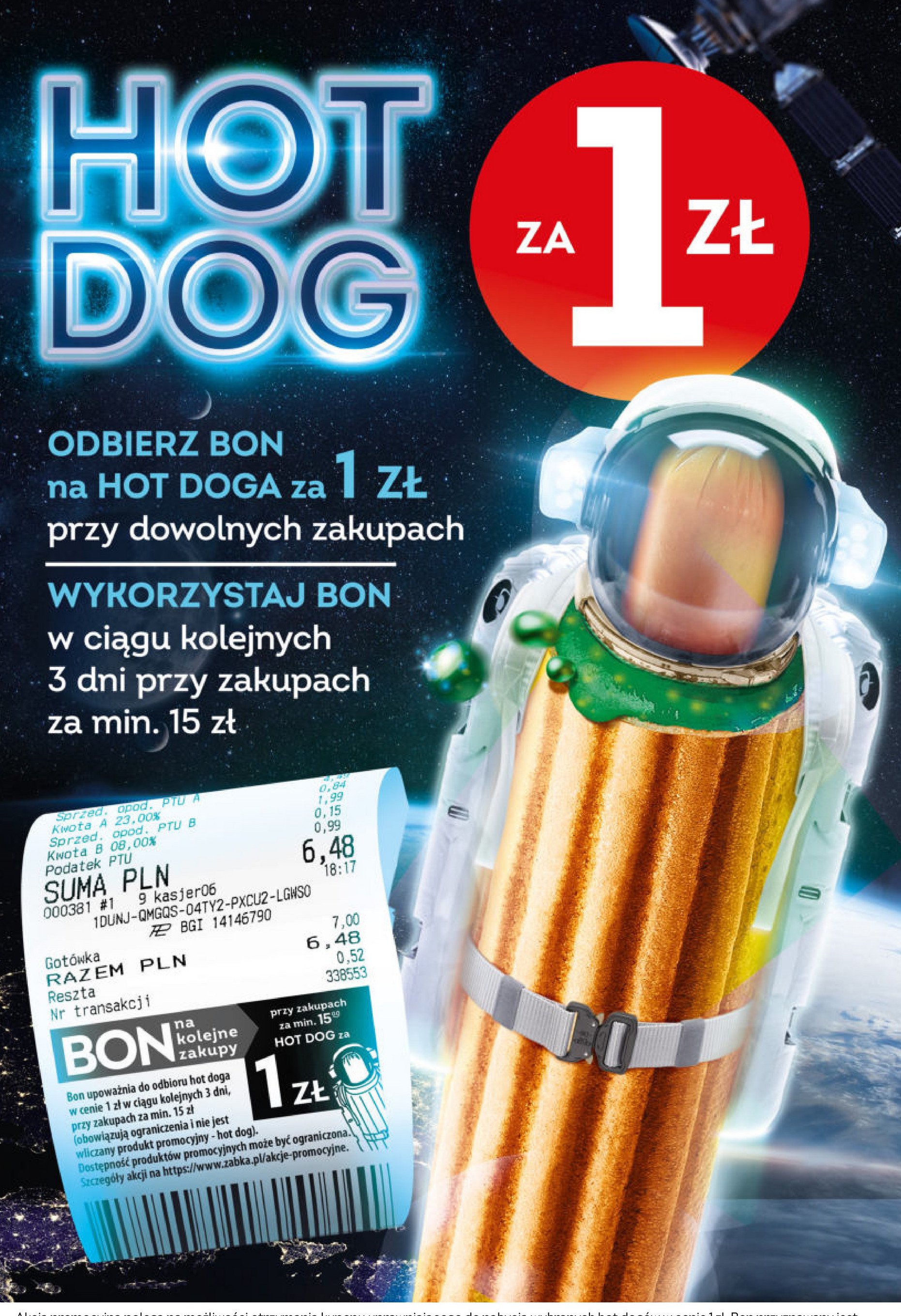 Hot dog z parówką Żabka cafe promocja w Żabka