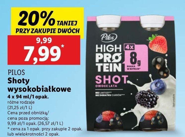 Shot owoce leśnie PILOS HIGH PROTEIN promocja