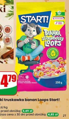 Płatki truskawka banan Loops Start! promocja w Dino