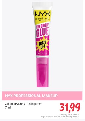 Żel do brwi NYX PROFESSIONAL MAKEUP The Brow Glue Crazy Lift, nr 01 Transparent promocja w Rossmann