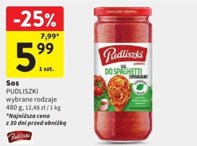Sos Sos PUDLISZKI do Spaghetti wybrane rodzaje promocja w Intermarche