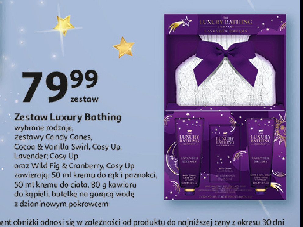 Zestaw w pudełku lavender: kawior do kąpieli 80g + krem do rąk 50ml + krem do ciała 50ml The luxury bathing promocja