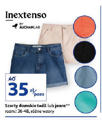 Szorty damskie jeans 36-48 Auchan inextenso promocje