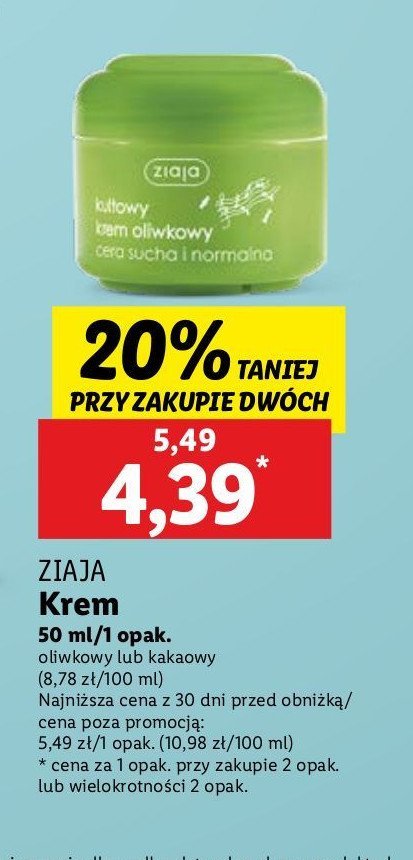 Naturalny krem oliwkowy + uv cera sucha i normalna Ziaja oliwkowa promocja