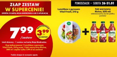 Zestaw: Lunchbox z gyrosem Vital Fresh, 210 g + sok warzywny Riviva, 300 ml promocja w Biedronka
