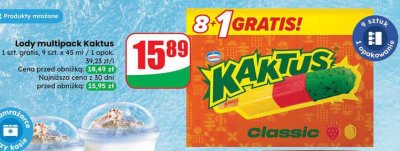 Lody multipack Kaktus 8+1 gratis promocja w Dino