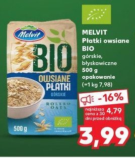 Płatki owsiane górskie bio Melvit promocja w Kaufland